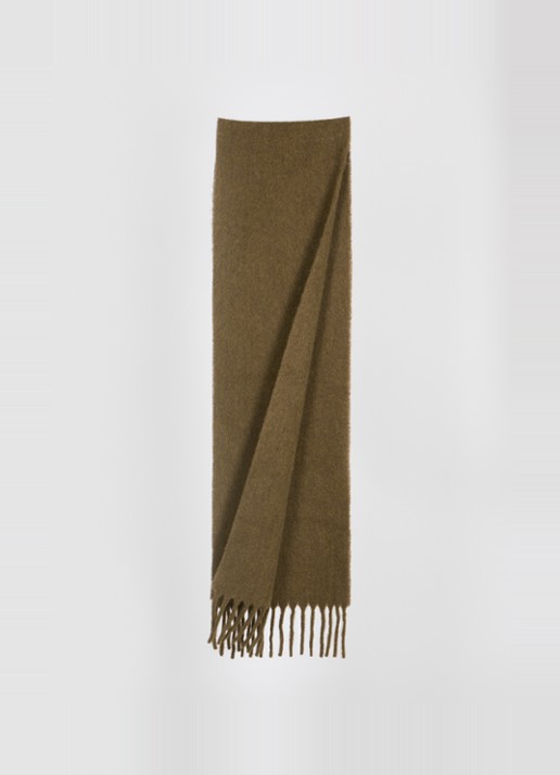 AMI Paris Sjaal in alpaca wolblend 260 x 35 cm - detail olijfgroen