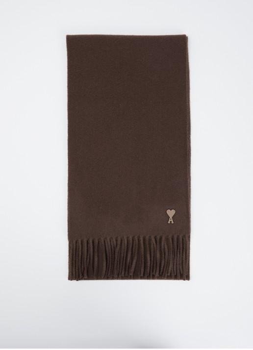 AMI Paris Sjaal van wol met logodetail van leer 200 x 25 cm