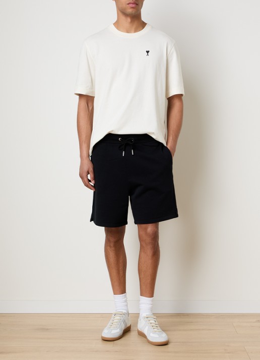 AMI Paris Straight fit korte joggingsbroek met steekzakken - voorkant 5 zwart