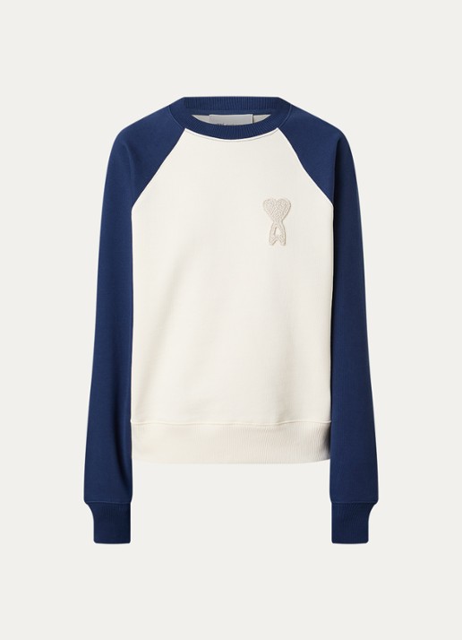 AMI Paris Sweater met logoborduring - voorkant 2 donkerblauw