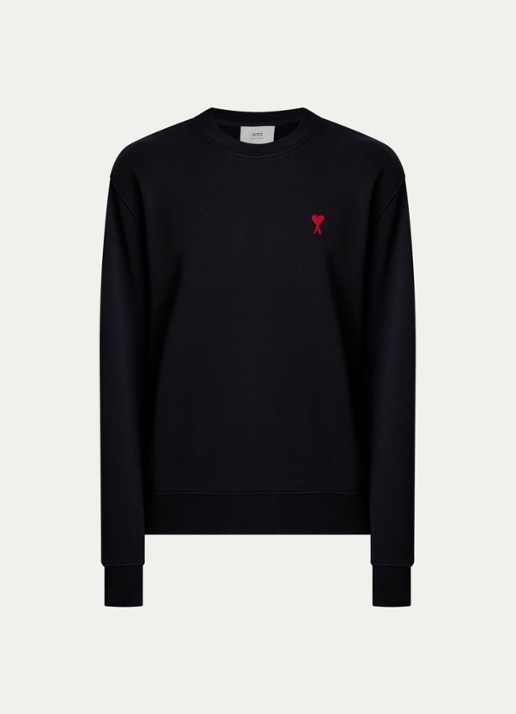 AMI Paris Sweater met logoborduring - voorkant zwart