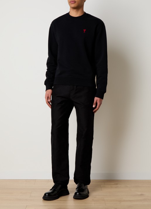AMI Paris Sweater met logoborduring - voorkant 2 zwart