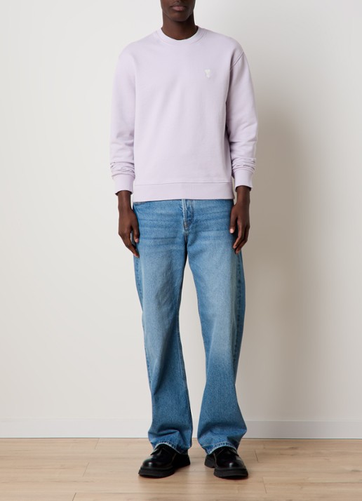 AMI Paris Sweater met logoborduring - voorkant 3 lila