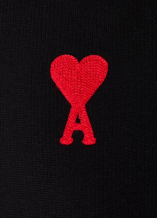 AMI Paris Sweater van  katoen met logoborduring - detail 5 zwart