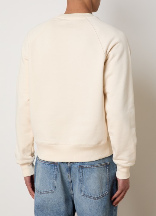 AMI Paris Sweater van  katoen met logoborduring - achterkant creme