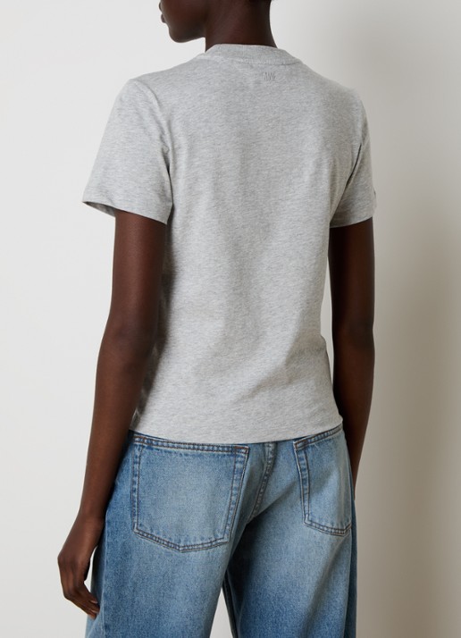 AMI Paris T-shirt met logoborduring - achterkant 3 lichtgrijs