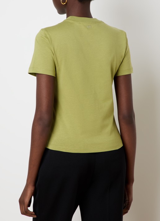 AMI Paris T-shirt met logoborduring - achterkant 3 mosgroen