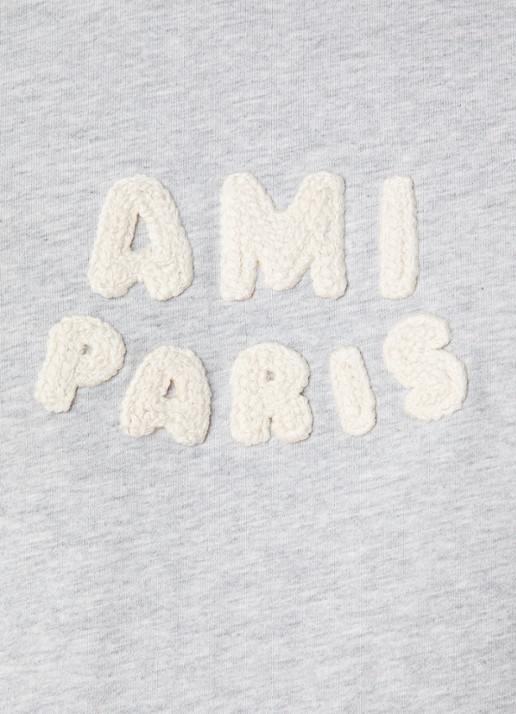 AMI Paris T-shirt met logoborduring - detail 9 grijsmele