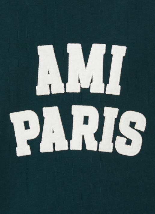 AMI Paris T-shirt met logoborduring - detail 2 groen