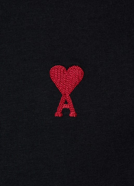 AMI Paris T-shirt met logoborduring - detail 5 zwart