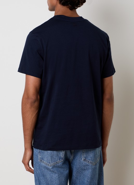 AMI Paris T-shirt met logoborduring - achterkant 3 donkerblauw