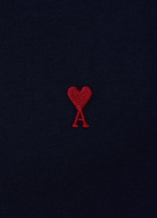 AMI Paris T-shirt met logoborduring - detail 2 donkerblauw