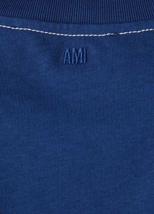 AMI Paris T-shirt met logoborduring - detail 2 indigo