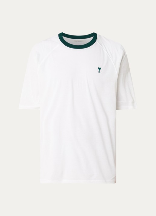 AMI Paris T-shirt met logoborduring - voorkant wit