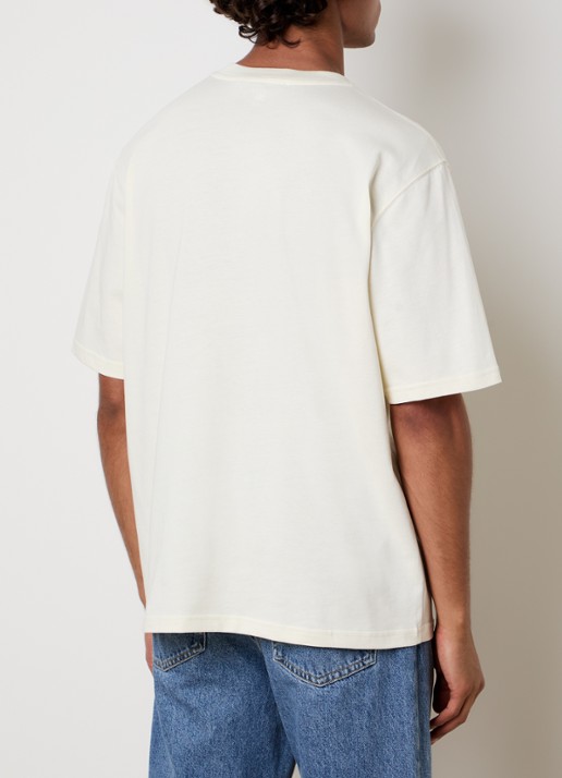 AMI Paris T-shirt met logoborduring - achterkant 5 naturel