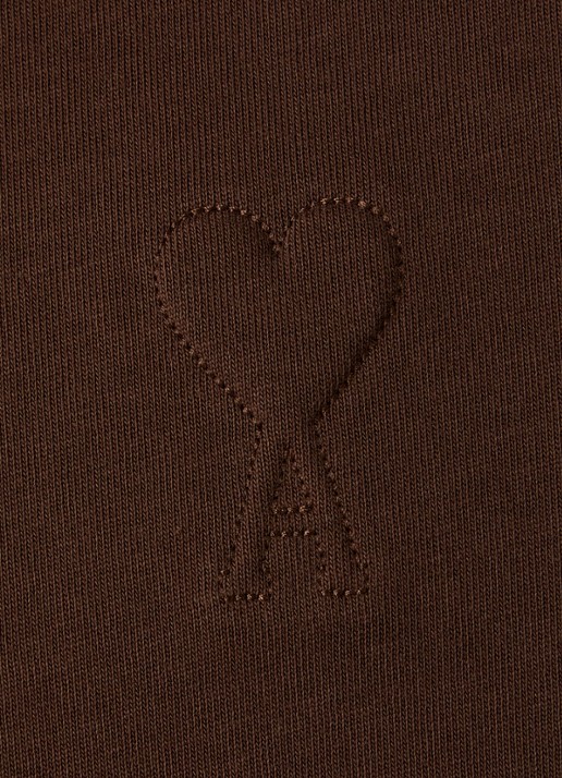 AMI Paris T-shirt met logoborduring - detail 3 bruin