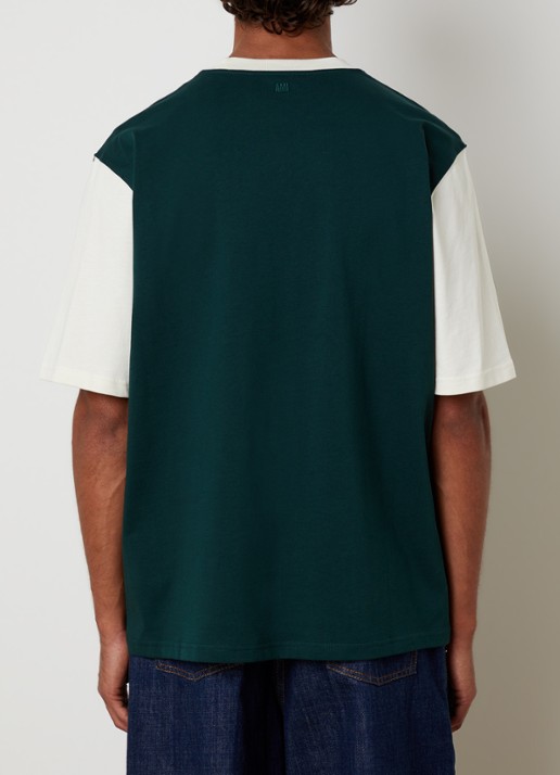AMI Paris T-shirt met logoborduring - achterkant 3 groen