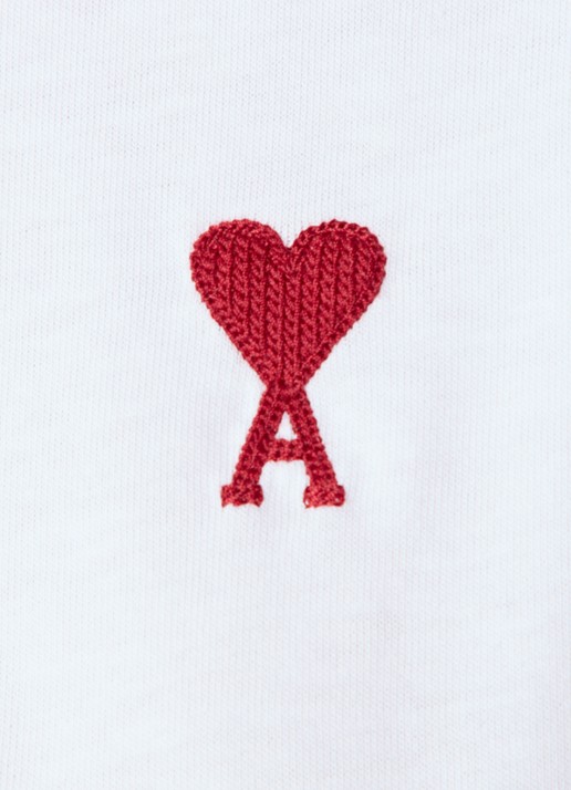 AMI Paris T-shirt van  katoen met logoborduring - detail 4 wit