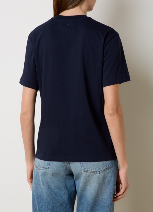 AMI Paris T-shirt van  katoen met logoborduring - achterkant donkerblauw