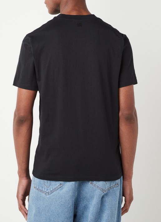 AMI Paris T-shirt van  katoen met logoborduring  - achterkant 4 zwart