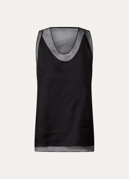 AMI Paris Tanktop van zijde - voorkant 2 zwart