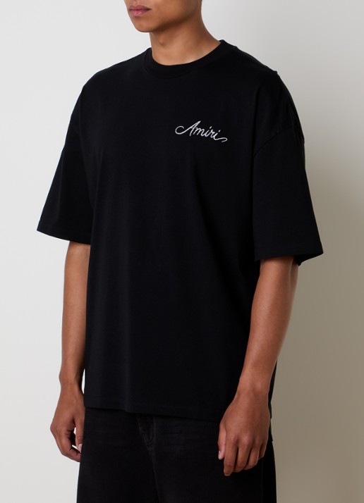 AMIRI Check T-shirt met logo- en backprint - achterkant 3 zwart