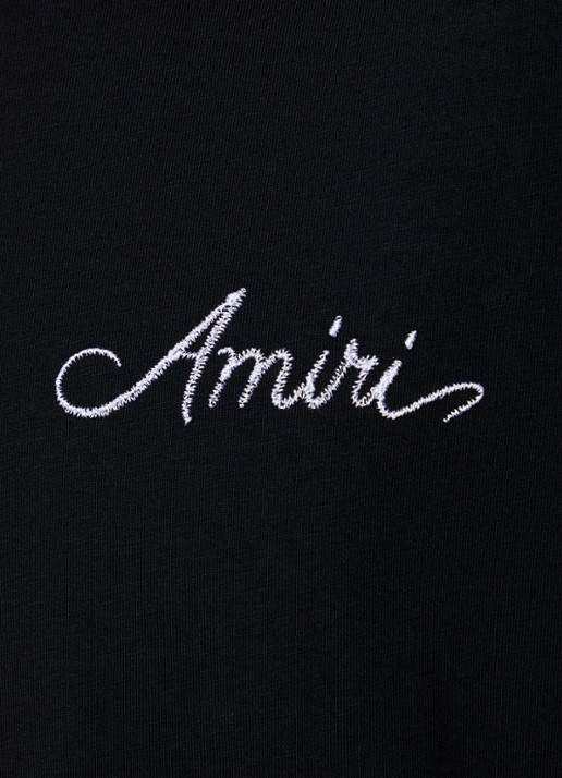 AMIRI Check T-shirt met logo- en backprint - detail 5 zwart