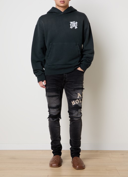 AMIRI Hollywood hoodie met logoborduring - voorkant 2 antraciet