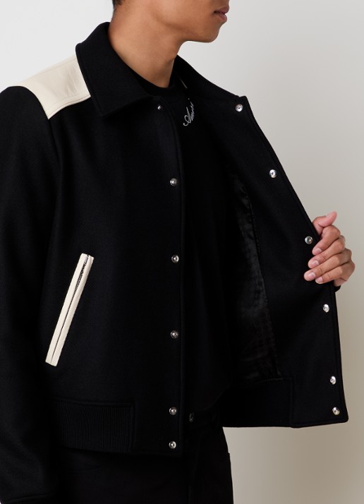 AMIRI Ma Band baseball jack in wolblend met steekzakken - detail 5 zwart