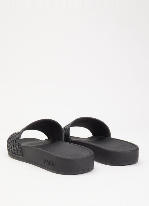 AMIRI MA slipper met structuur en logo - achterkant zwart