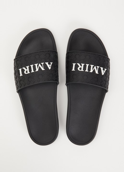 AMIRI MA slipper met structuur en logo - detail 4 zwart