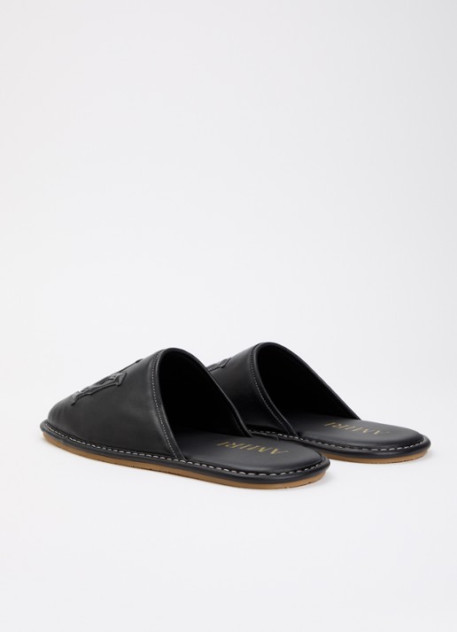 AMIRI MA slipper van leer met logo - achterkant 5 zwart