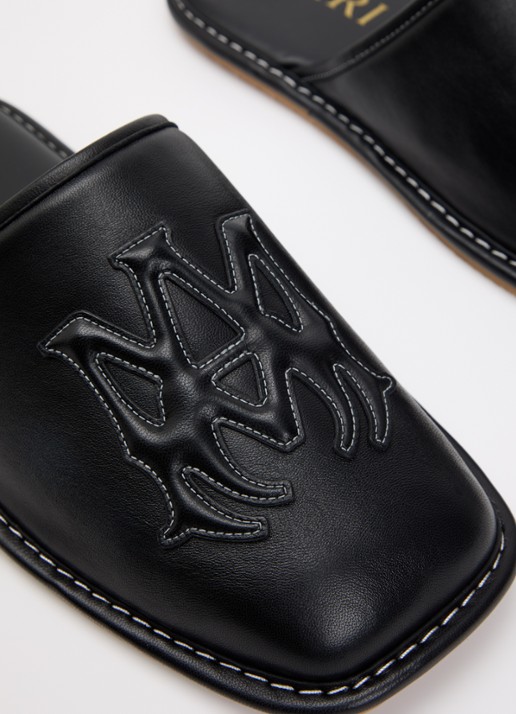 AMIRI MA slipper van leer met logo - detail 4 zwart