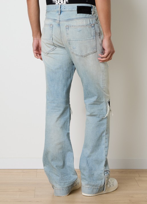 AMIRI MX1 loose fit jeans met destroyed afwerking - achterkant 6 lichtblauw