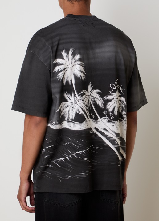 AMIRI Palm T-shirt met logo en print - achterkant 5 antraciet