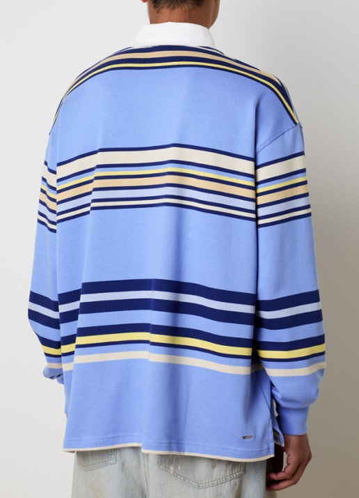 AMIRI Polo met logo en streepprint - achterkant 3 blauw