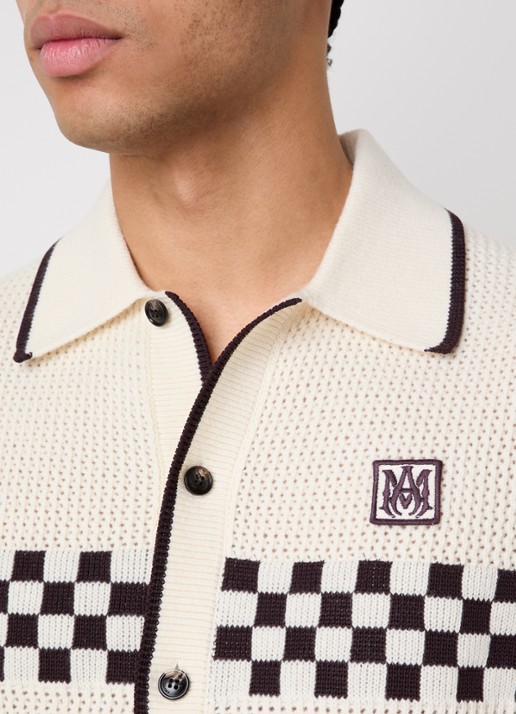 AMIRI Regular fit grofgebreid overhemd met opengewerkt dessin - detail 2 zwart