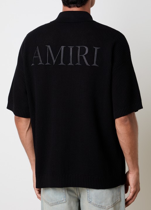 AMIRI Regular fit overhemd met opengewerkt dessin en logoborduring - achterkant zwart