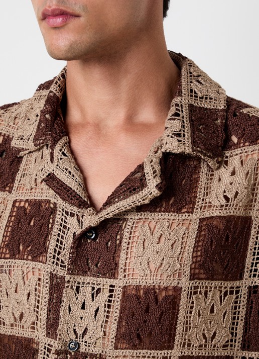 AMIRI  Regular fit overhemd met opengewerkt dessin - detail 2 khaki