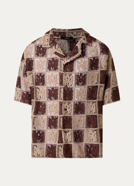 AMIRI  Regular fit overhemd met opengewerkt dessin - voorkant 3 khaki