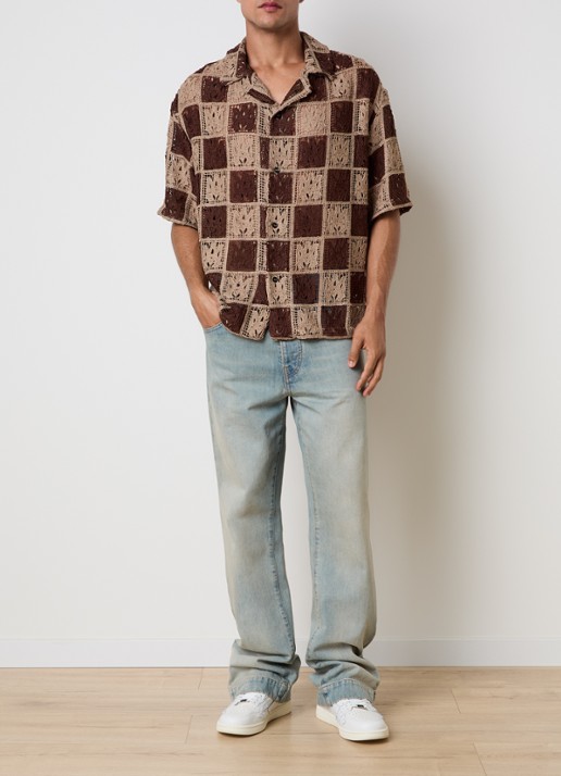 AMIRI  Regular fit overhemd met opengewerkt dessin - voorkant 4 khaki