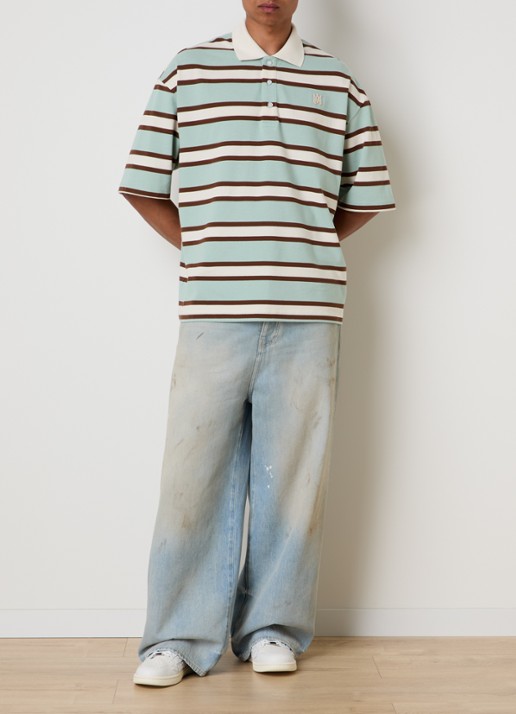 AMIRI Regular fit polo met streepprint en logo - voorkant 2 mint