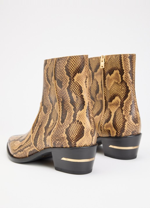 AMIRI Ryder cowboylaars van leer met slangenprint - achterkant 5 beige