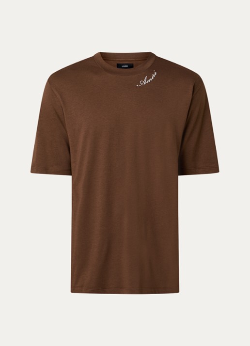 AMIRI Script T-shirt met logo - voorkant 4 cognac