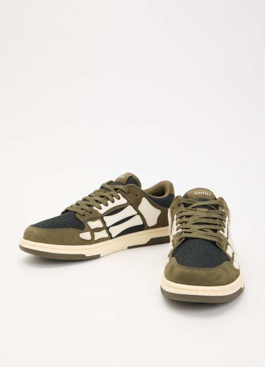 AMIRI Skel Top Low sneaker van suède met leren details - detail 3 bronsgroen