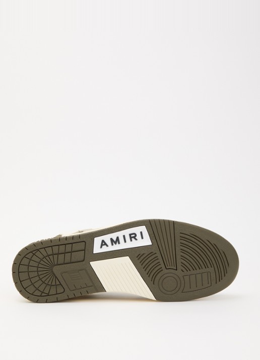 AMIRI Skel Top Low sneaker van suède met leren details - detail 5 bronsgroen