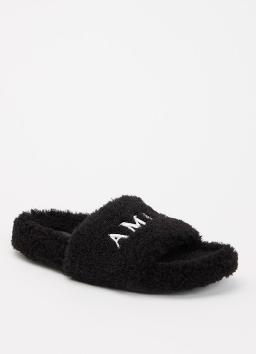 AMIRI Slipper van imitatiebont met logoborduring