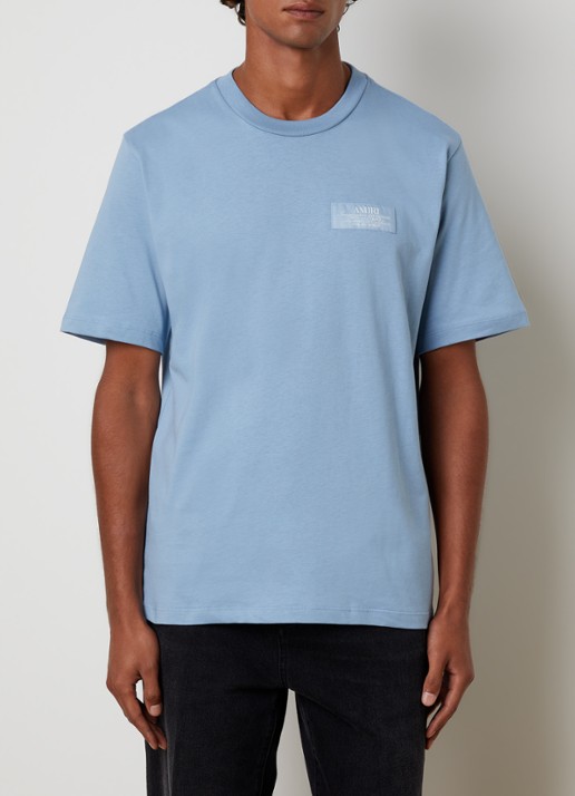 AMIRI Spirit T-shirt met logo- en backprint - achterkant lichtblauw