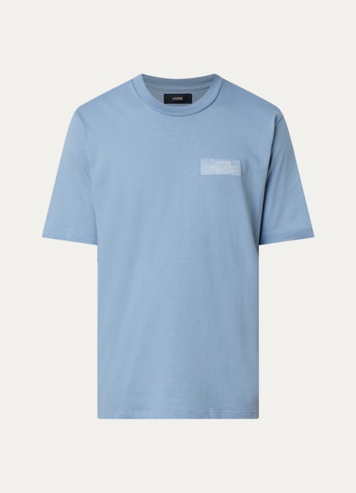 AMIRI Spirit T-shirt met logo- en backprint - voorkant 2 lichtblauw