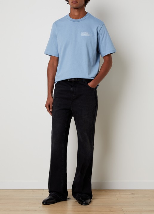 AMIRI Spirit T-shirt met logo- en backprint - voorkant 3 lichtblauw